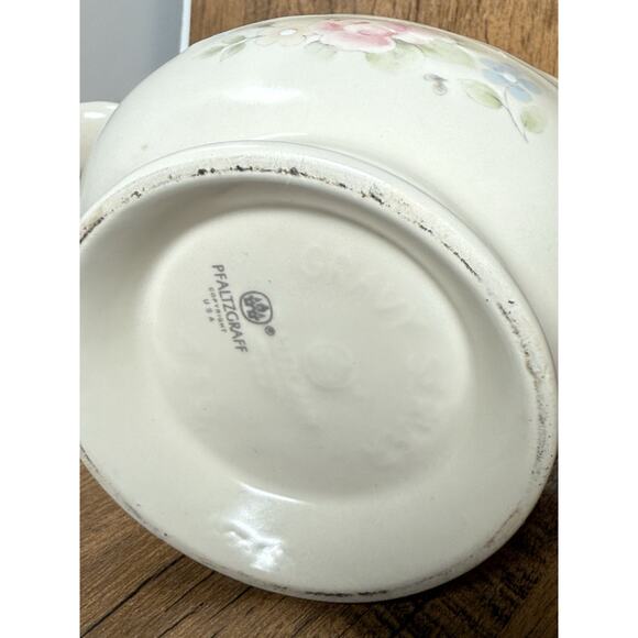 1 Gravy Boat Pfaltzgraff Tea Rose Pink White with pink & Blue Flowers - Picture 4 of 4